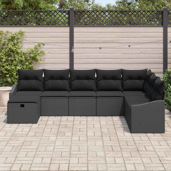 vidaXL Tuin Sofa Set met kussen 8 pcs Zwart 55 x 62 x 69 cm Poly riet
