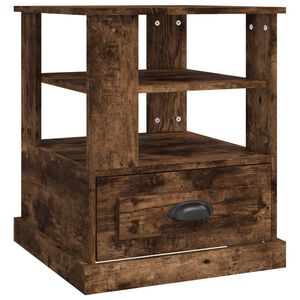 vidaXL Bijzettafel 50x50x60 cm bewerkt hout gerookt eikenkleurig