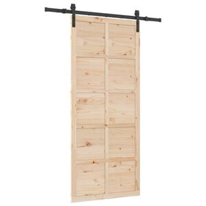 vidaXL Schuifdeur Naturel 80 x 208 cm Massief grenenhout