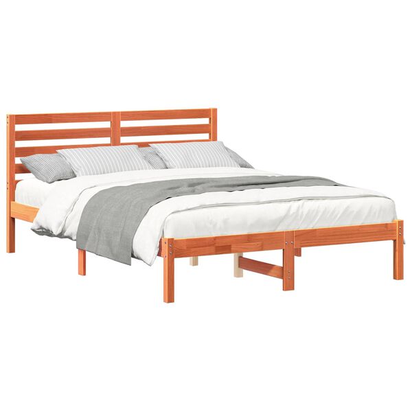 vidaXL Bedframe Wasbruin 135 x 190 cm Massief grenenhout