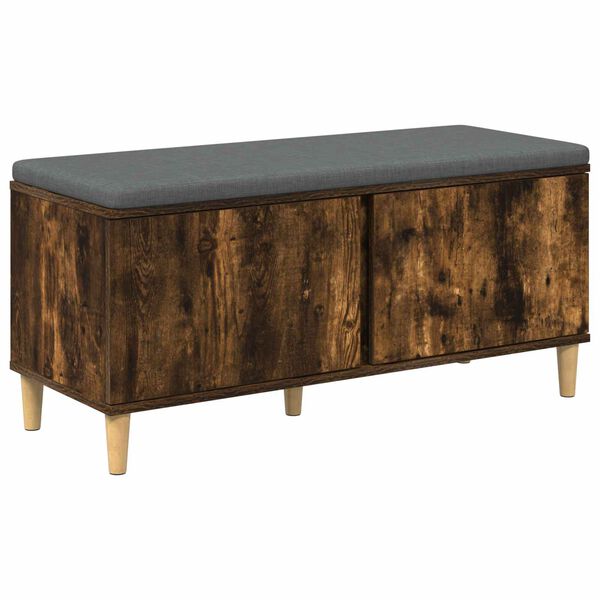 vidaXL Halbank met kussen met opslag Gerookt eiken 100 x 38 x 46 cm