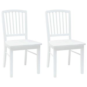 vidaXL Eettafelstoelen 2 st Massief Rubberhout Wit 50 x 52,5 x 91 cm