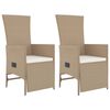 vidaXL 3-delige Tuinset met kussens poly rattan beige