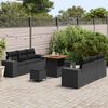 vidaXL Tuin Sofa Set met kussen met opslag 9 pcs Zwart Poly Rattan