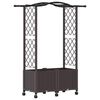 vidaXL Verhoogd Bed met Trellis en Dak Bruin 125 x 40 x 144 cm PP