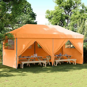 vidaXL Partytent inklapbaar pop-up met 4 zijwanden oranje