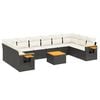 vidaXL 11-delige Loungeset met kussens poly rattan zwart