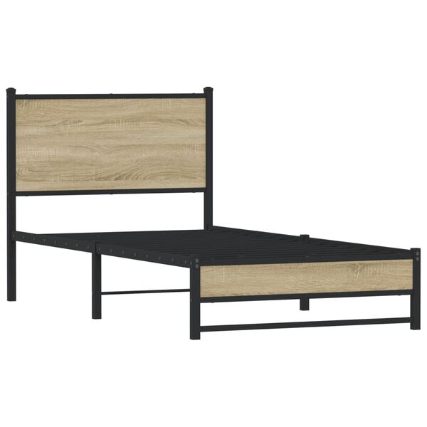 vidaXL Bedframe zonder matras metaal sonoma eikenkleurig 75x190 cm