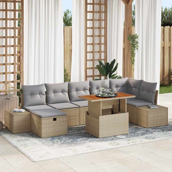 vidaXL Tuin Sofa Set 8 pcs Beige poly rattan