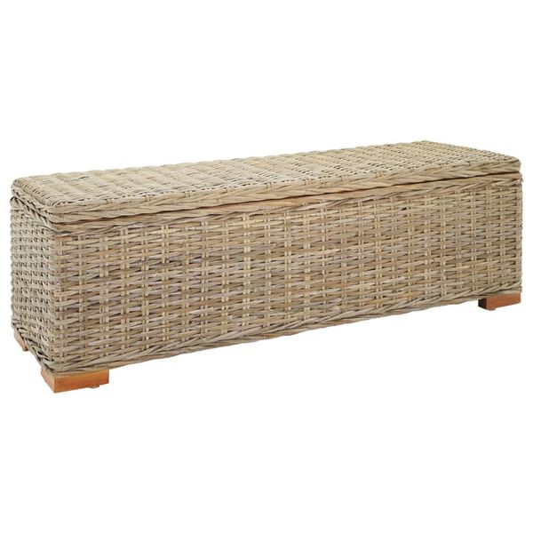 vidaXL Opbergbox 110 cm natuurlijk kubu rattan en massief mahoniehout