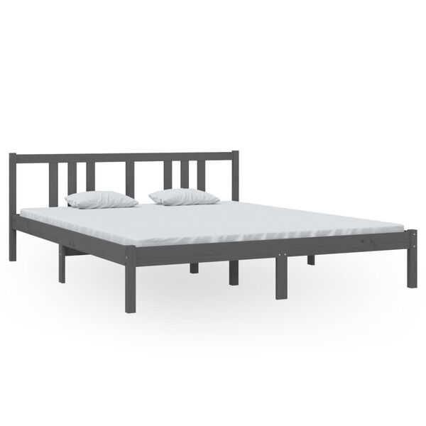 vidaXL Bedframe massief hout grijs 160x200 cm