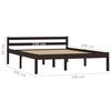 vidaXL Bedframe massief grenenhout donkerbruin 140x200 cm