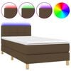 vidaXL Boxspring met matras en LED stof donkerbruin 80x200 cm