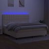 vidaXL Boxspring met matras en LED stof cr&egrave;mekleurig 200x200 cm