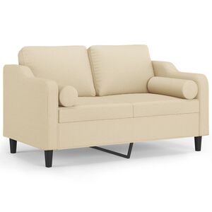 vidaXL Tweezitsbank met sierkussens 120 cm stof cr&egrave;mekleurig