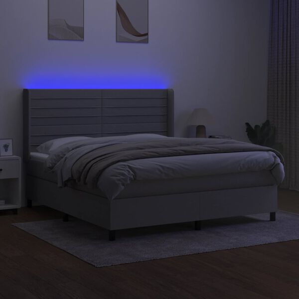 vidaXL Boxspring met matras en LED stof lichtgrijs 160x200 cm