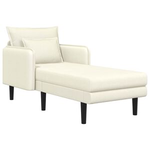vidaXL Grote chaise longue Cr&egrave;mekleurig Katoenen stof