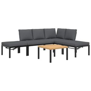 vidaXL 5-delige Loungeset met kussens aluminium zwart