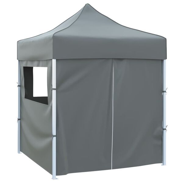 vidaXL Partytent met 4 zijwanden inklapbaar 2x2 m staal antraciet