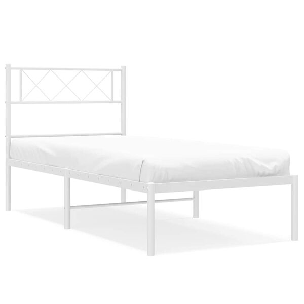 vidaXL Bedframe met hoofdbord metaal wit 100x200 cm