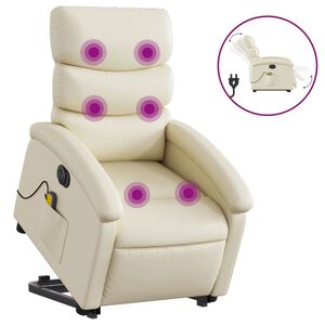 vidaXL Sta-op-massagestoel elektrisch kunstleer cr&egrave;mekleurig