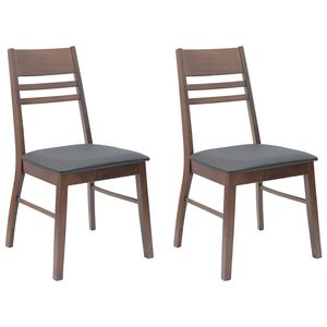vidaXL Eettafelstoelen 2 st Massief Rubberhout Licht Bruin