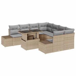 vidaXL Tuin Sofa Set 9 st Beige en Licht Grijs poly rattan