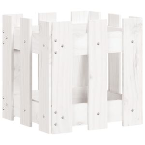 vidaXL Plantenbak met hekontwerp 30x30x30 cm massief grenenhout wit