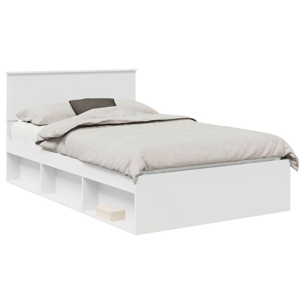 vidaXL Bedframe met hoofdeinde Wit 120 x 190 cm Massief grenenhout