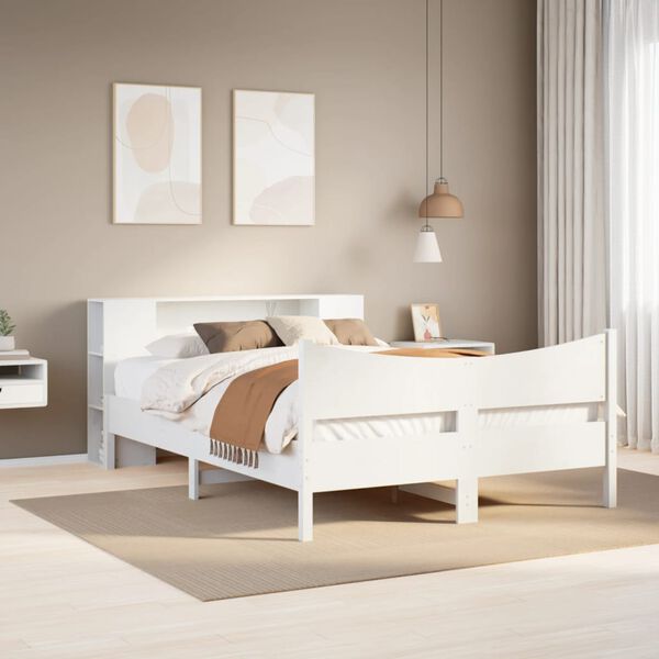 vidaXL Bedframe zonder matras massief grenenhout wit 140x190 cm