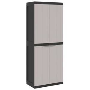 vidaXL Tuinkast 65x37x165 cm polypropeen grijs en zwart