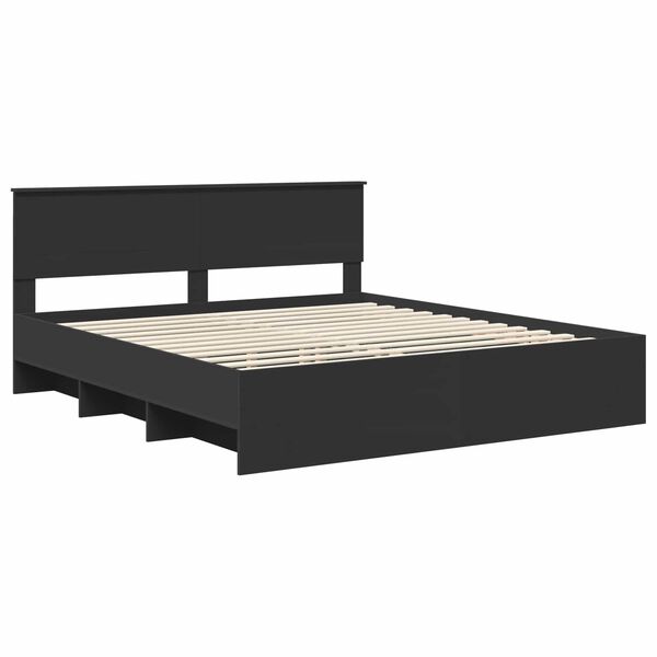 vidaXL Bedframe met hoofdeinde Zwart 180 x 200 cm Bewerkt hout