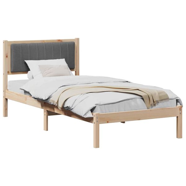 vidaXL Bedframe met Gevoerd Hoofdgedeelte Donkergrijs 90 x 200 cm