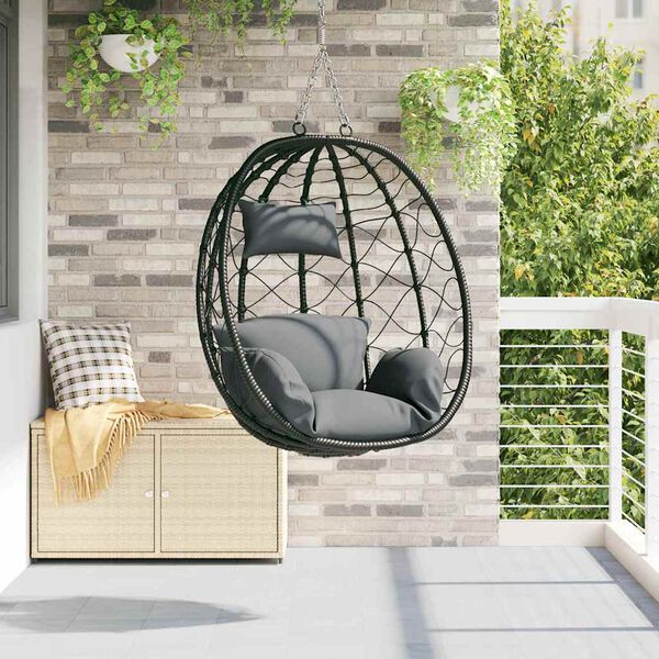 vidaXL Hangende ei-stoel Antraciet 91.5 x 60 x 110 cm poly rattan