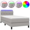 vidaXL Boxspring met matras en LED stof lichtgrijs 90x200 cm