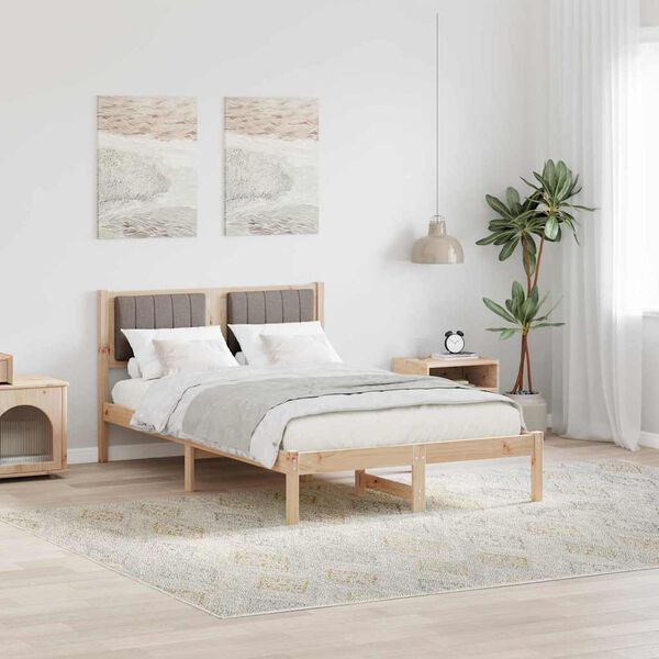 vidaXL Bedframe met Gevoerd Hoofdgedeelte Taupe 120 x 200 cm