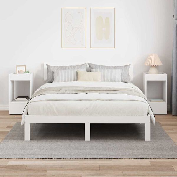 vidaXL Bijzettafel 2 pcs Wit 30 x 30 x 56 cm Bewerkt hout