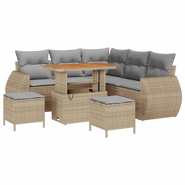 vidaXL Tuinbankenset 8 pcs Beige poly rattan