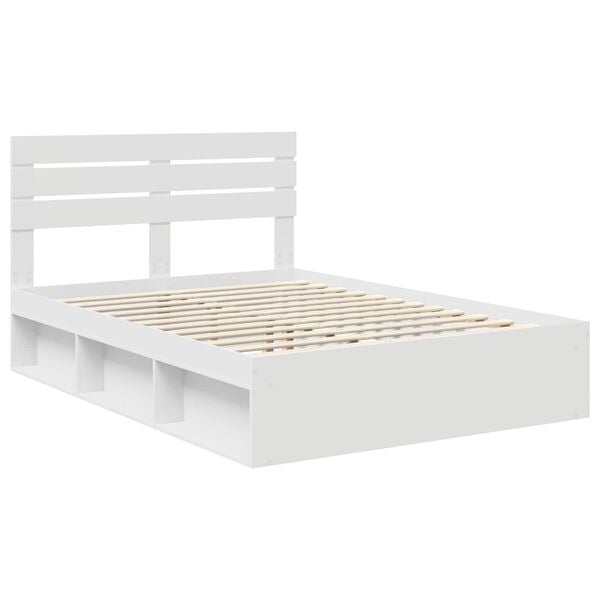 vidaXL Bedframe met hoofdeinde Wit 140 x 200 cm Massief grenenhout