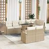 vidaXL Tuin Sofa Set met kussen met opslag 9 pcs Beige Poly riet