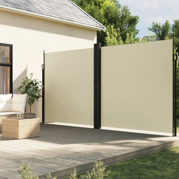 vidaXL Tuinscherm uittrekbaar 220x1200 cm crèmekleurig