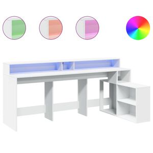 vidaXL Bureau met LED-verlichting 200x104x91 cm bewerkt hout wit