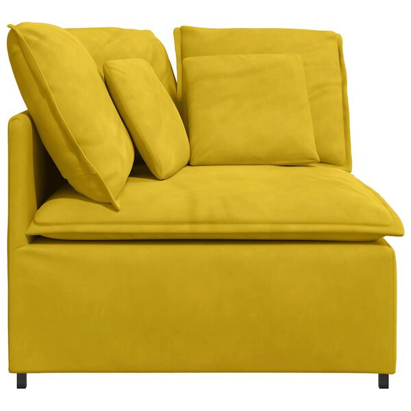 vidaXL Modulaire hoekmodule bank met kussens 100 cm geel