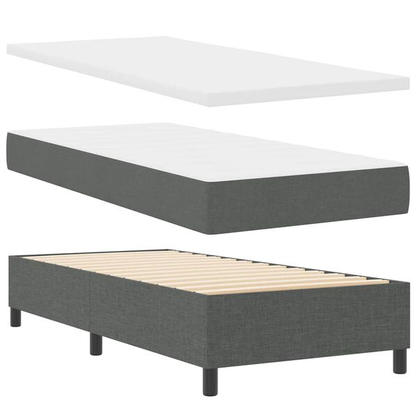 vidaXL Boxspring bed met matras Donkergrijs 90 x 190 cm Stof