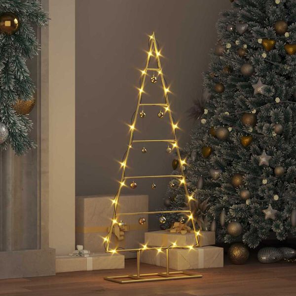 vidaXL Metalen kerstboom met standaard Goud 90 cm Poedergecoat staal