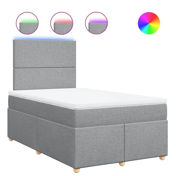 vidaXL Boxspring met matras stof lichtgrijs 120x190 cm