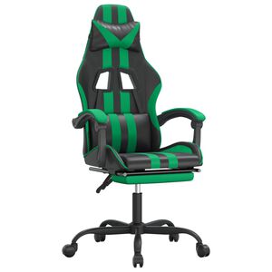 vidaXL Gamestoel met voetensteun kunstleer zwart en groen