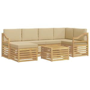 vidaXL Buiten bankenset 7 st Wit en Beige Polyester