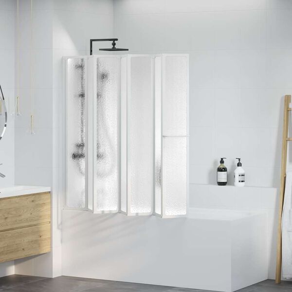 Douche en badscherm 140 x 168 cm 7 panelen met handdoekrek