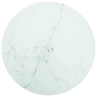 vidaXL Tafelblad Ø70x0,8 cm gehard glas met marmeren design wit
